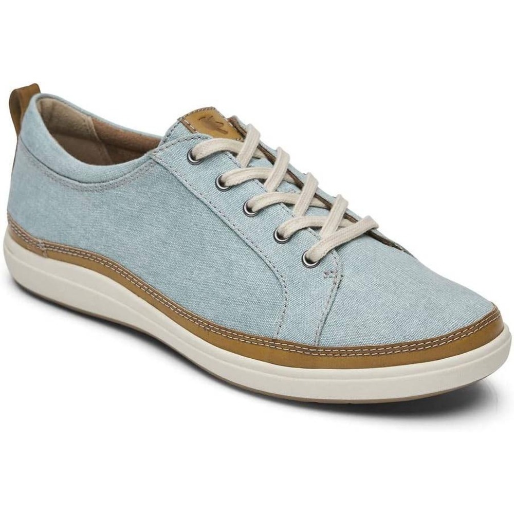 Cobb Hill Sneakers Women Size 8.5 Blue Water Resistant Canvas Leather Trim